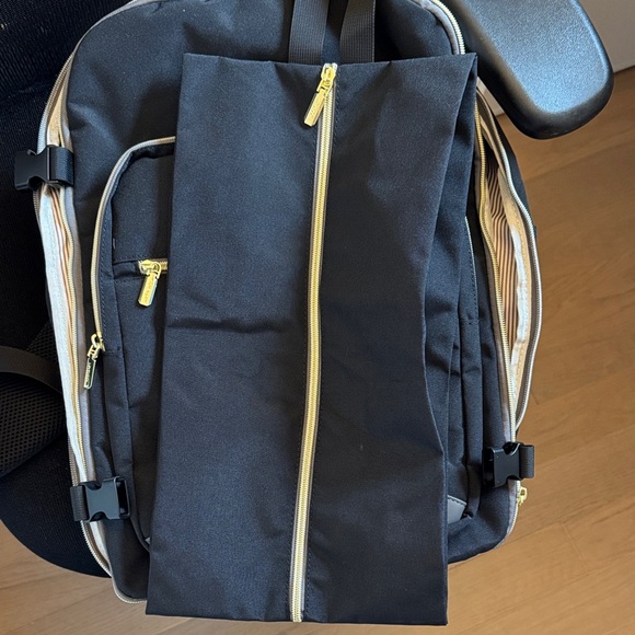 Women's Black Travel 4 Piece Backpack Set with Gold Accents - Picture 12 of 16